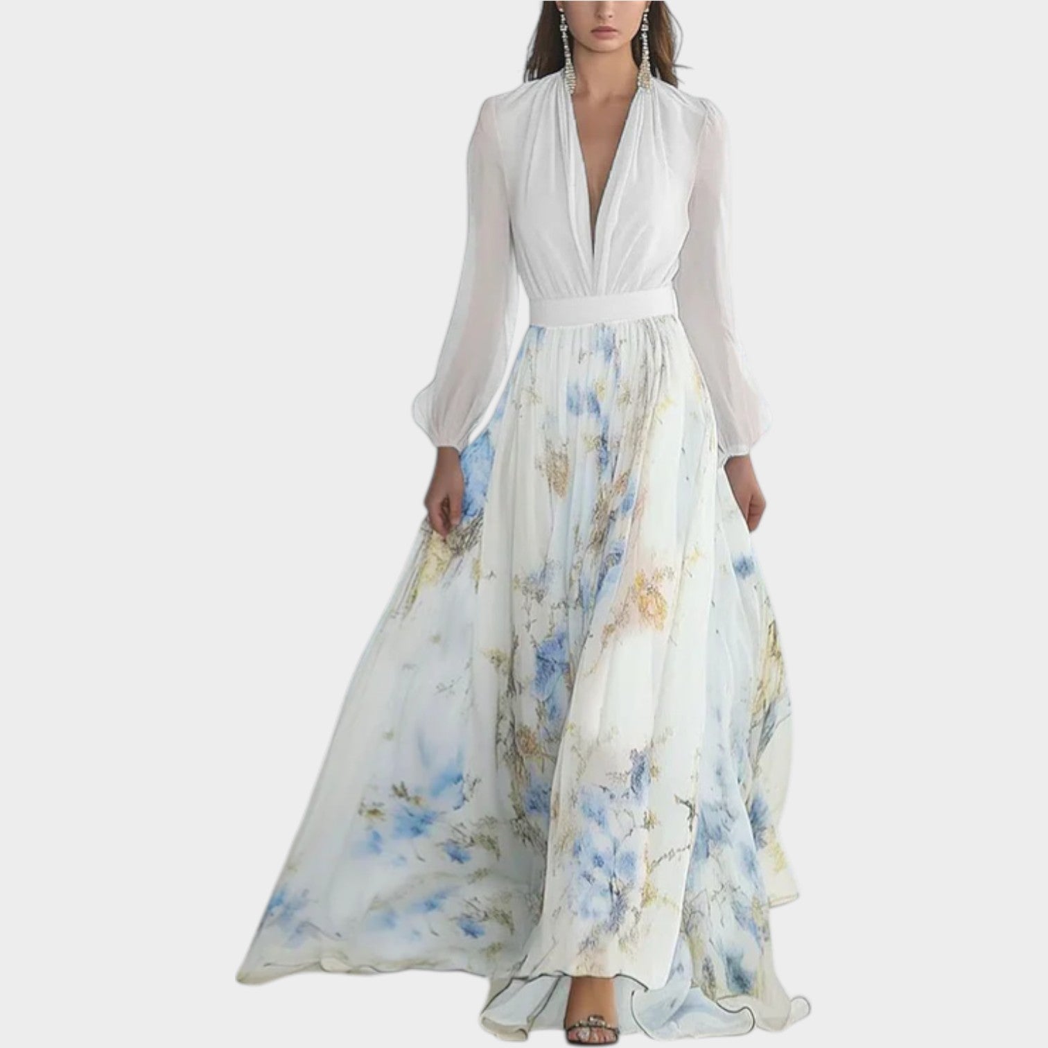 Floral Chiffon Maxi Gown