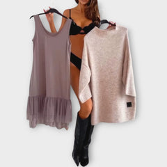 Layered Knit & Slip Dress Set