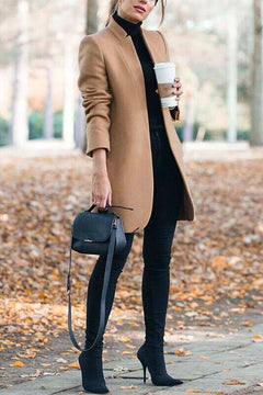 Margovil Ellen Stand Collar Open Front Pockets Coat