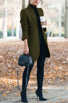 Margovil Ellen Stand Collar Open Front Pockets Coat