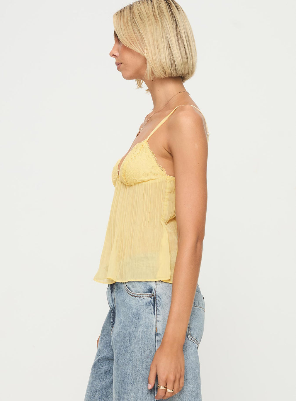 YAYA | Lace Pleated Top
