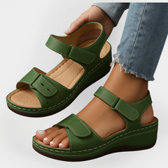 Orthopedic Leather Sandals with Heel