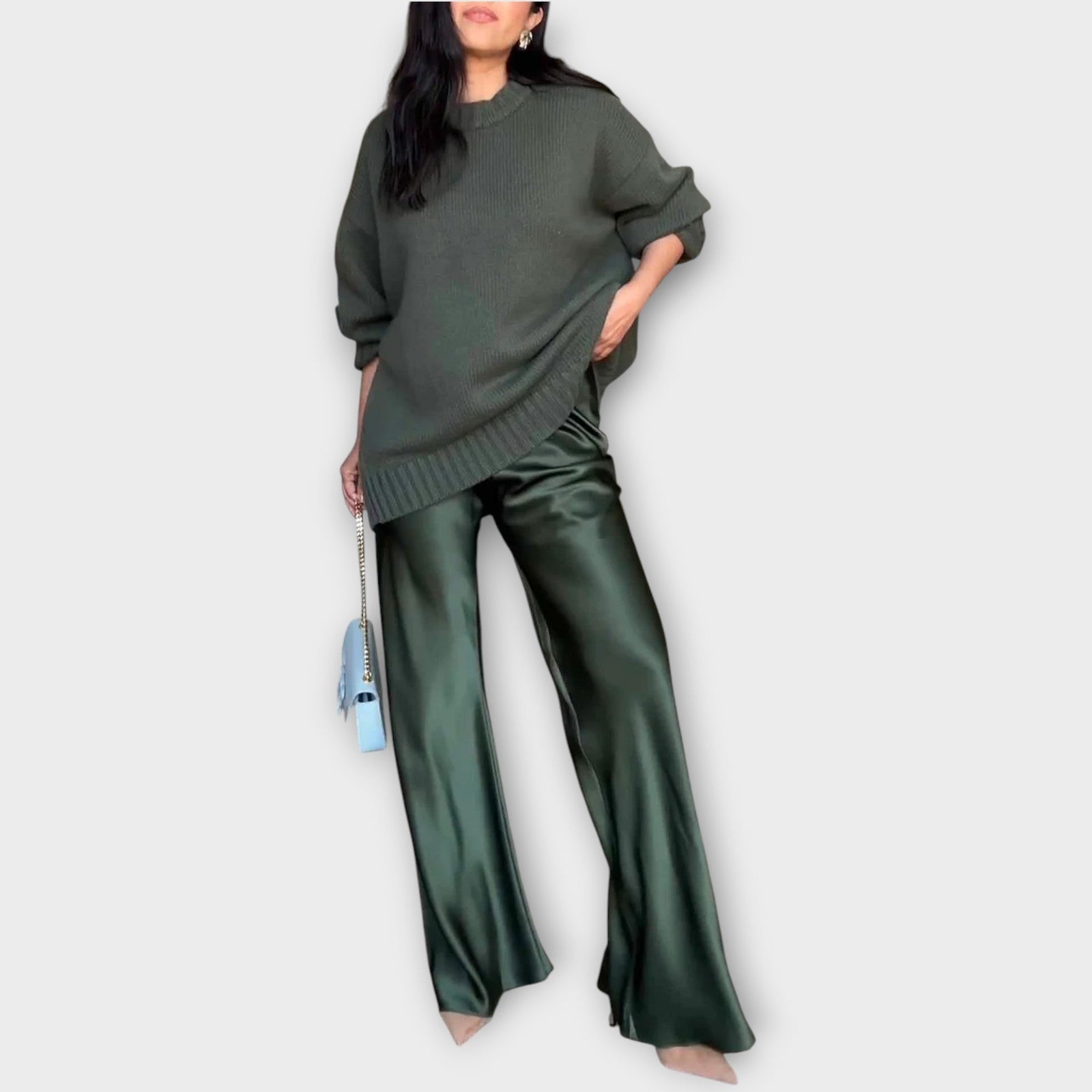 Relaxed Luxe Knit Satin Set