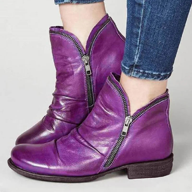 Zipper Detail Ankle Boots