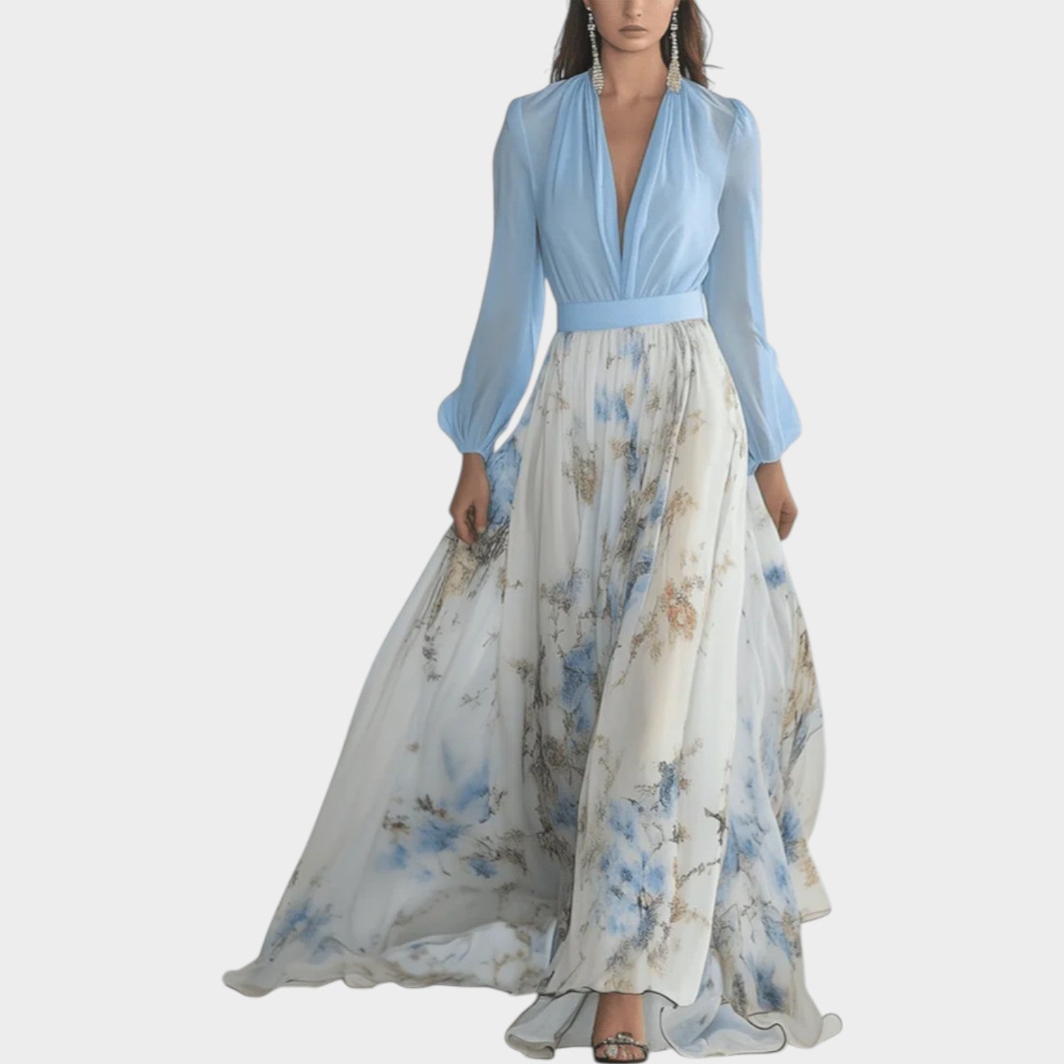 Floral Chiffon Maxi Gown