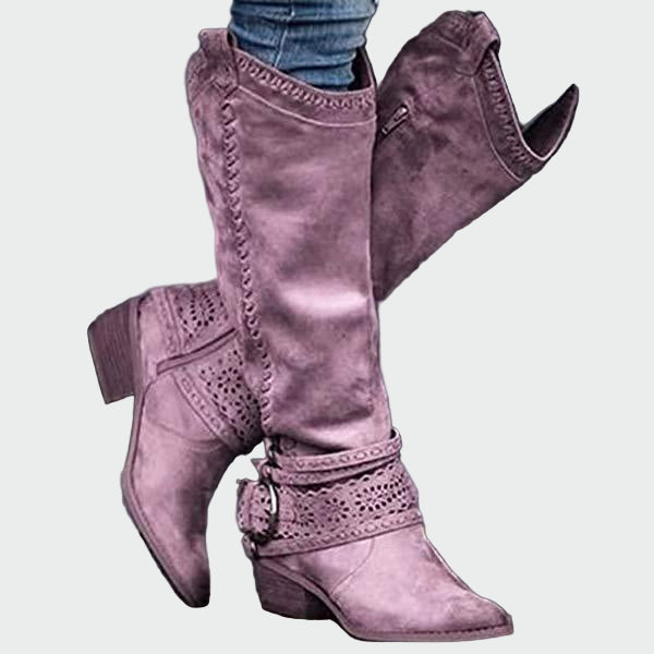 Retro Leather Cowboy Boots