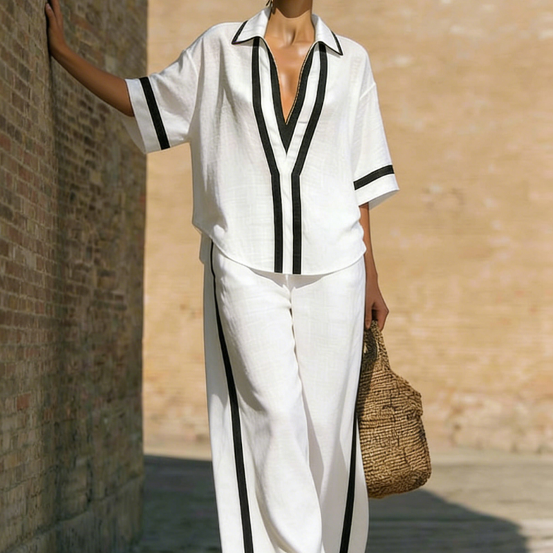Women's Casual Color-Block 2-Piece Set